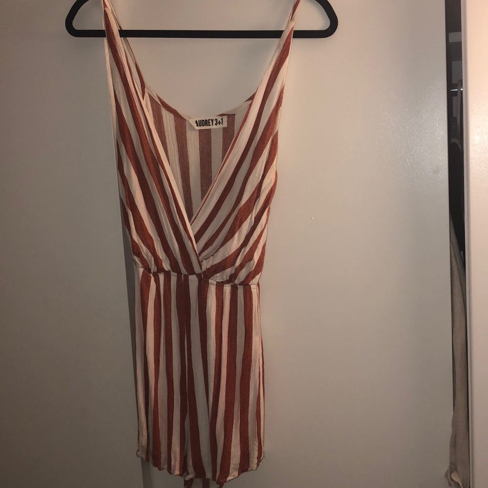 Orange and white romper